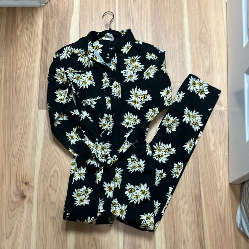 Lucy & Yak Black with Daisies coveralls